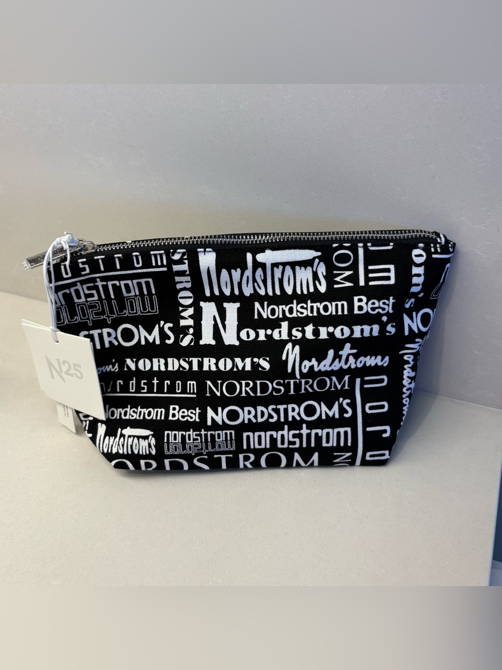Nordstrom Black and White Logo-Print Toiletry Pouch